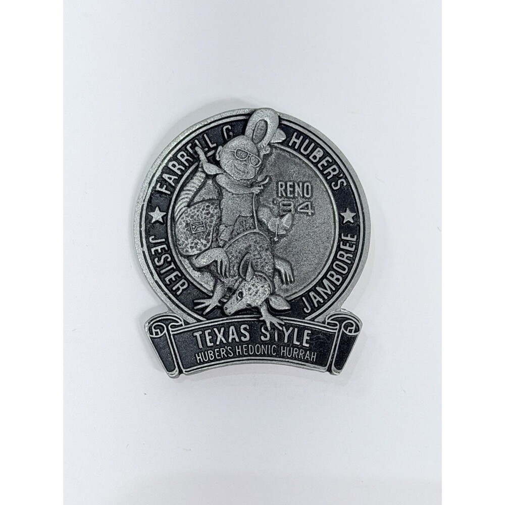 Farrell Huber's Jester Jamboree 1984 Reno Pin Texas Style Huber's Hedonic Hurrah